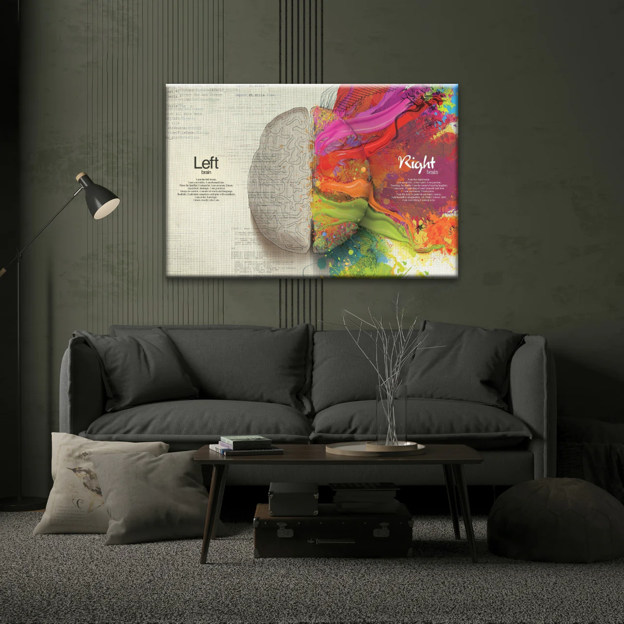 Multicolored Brain Illustration Abstract Human Brain Painting Wall Canvas Prints