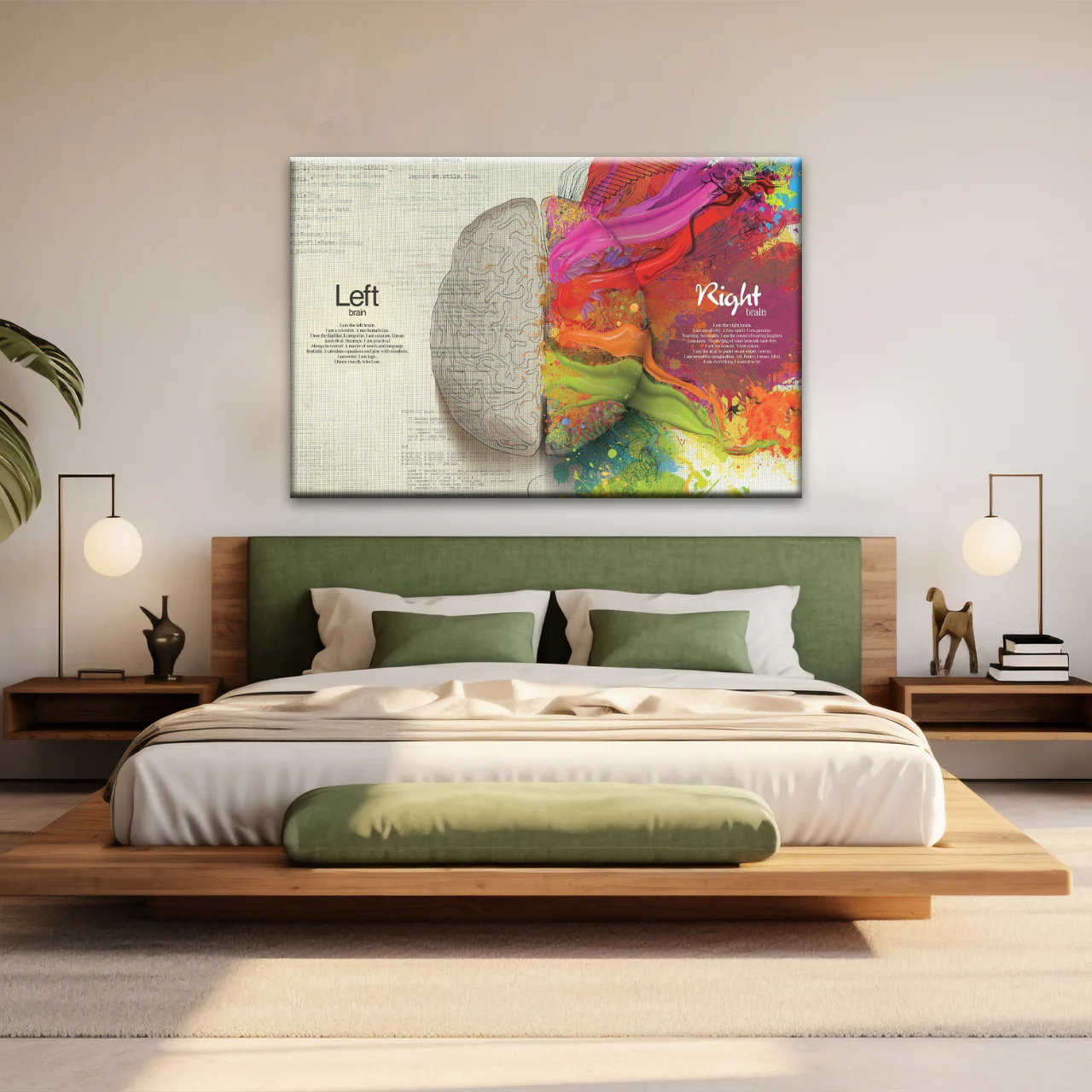 Multicolored Brain Illustration Abstract Human Brain Painting Wall Canvas Prints