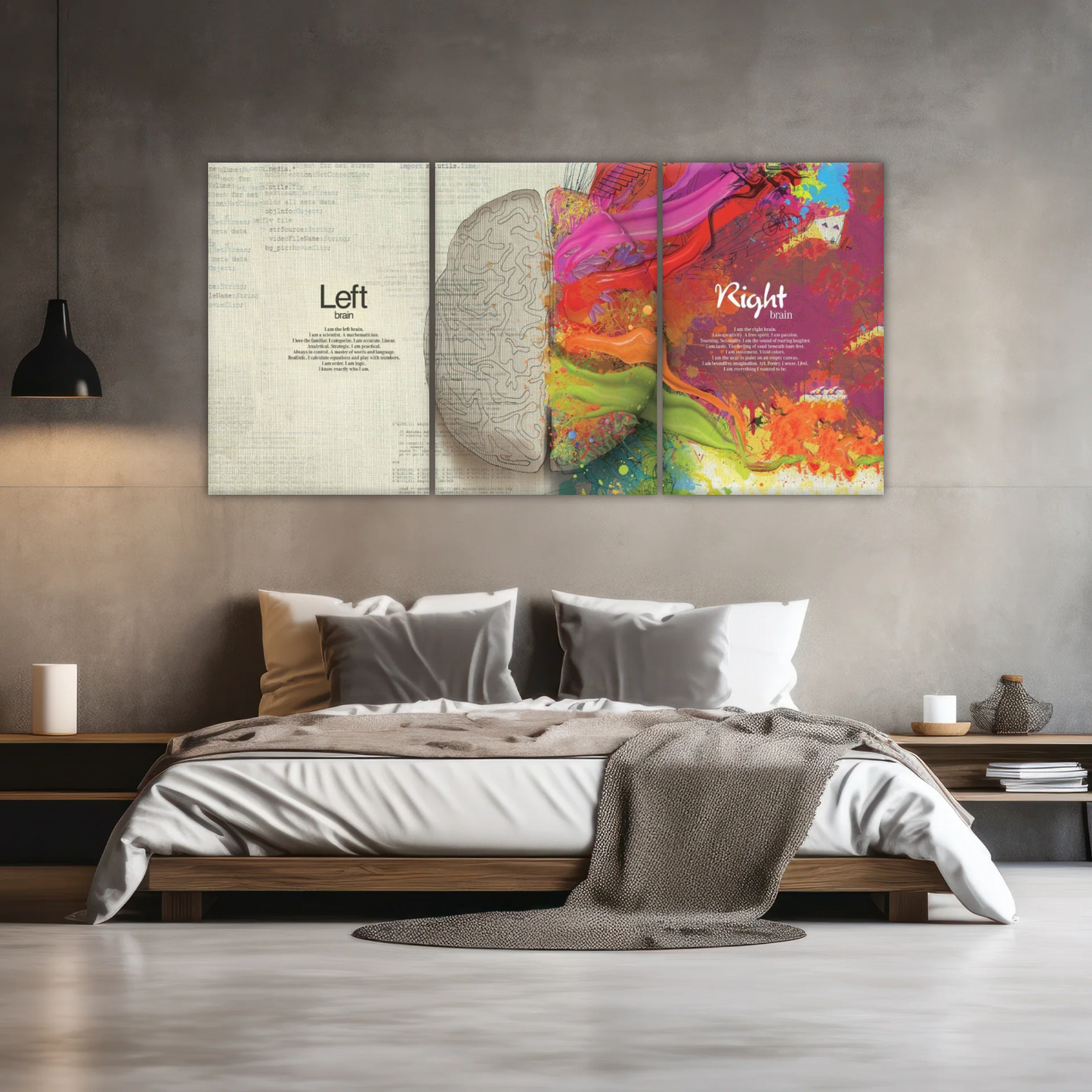 Multicolored Brain Illustration Abstract Human Brain Painting Wall Canvas Prints