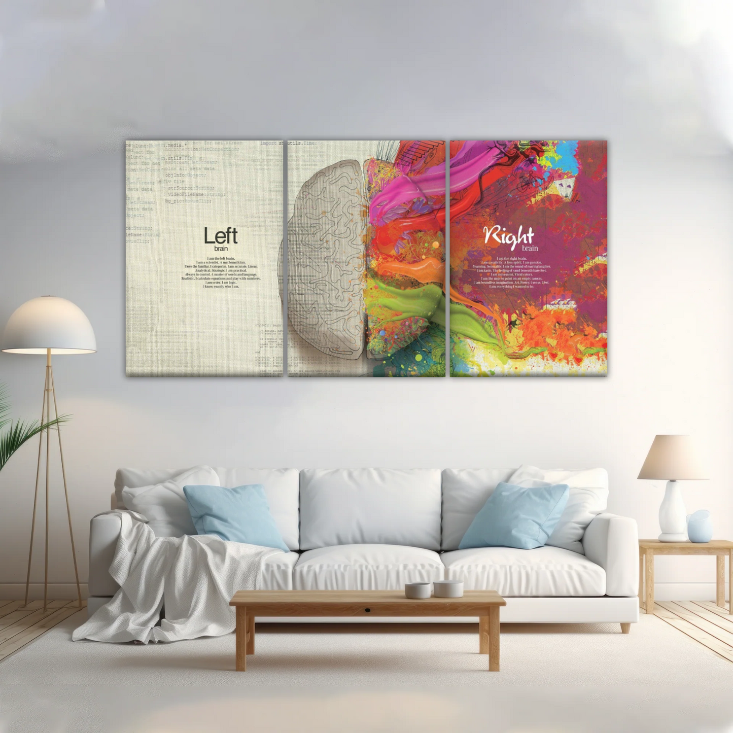 Multicolored Brain Illustration Abstract Human Brain Painting Wall Canvas Prints