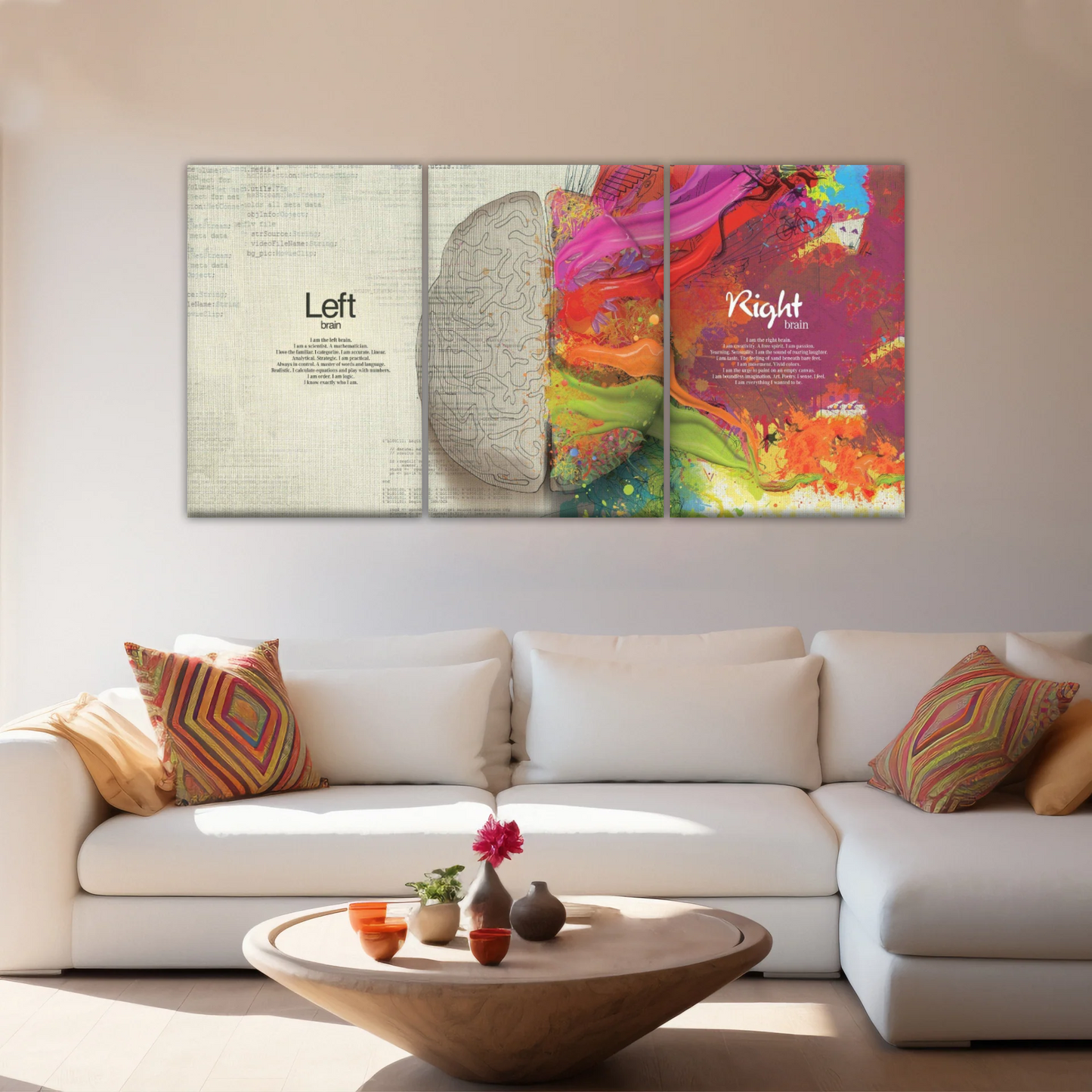 Multicolored Brain Illustration Abstract Human Brain Painting Wall Canvas Prints
