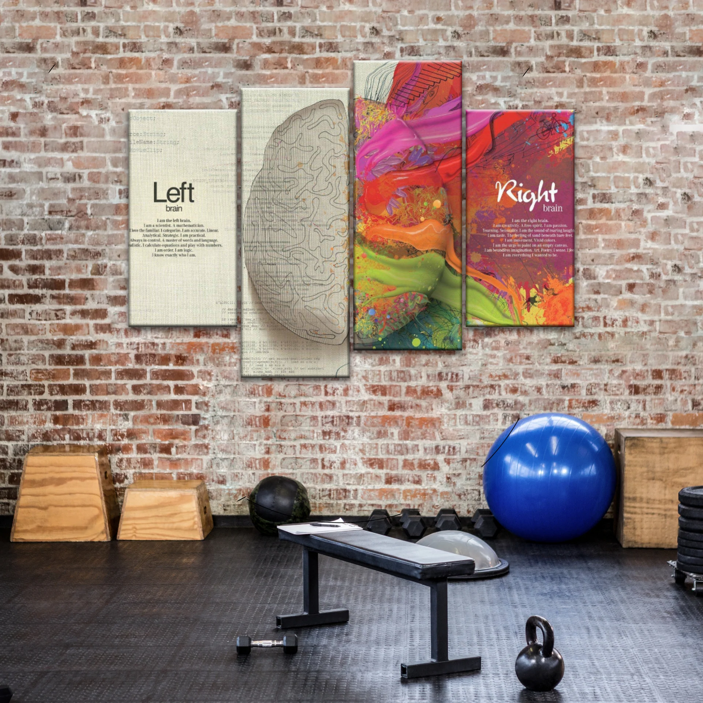 Multicolored Brain Illustration Abstract Human Brain Painting Wall Canvas Prints