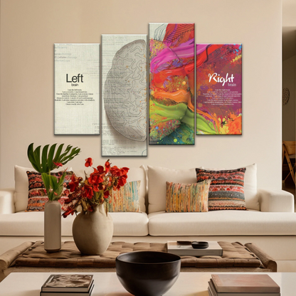 Multicolored Brain Illustration Abstract Human Brain Painting Wall Canvas Prints