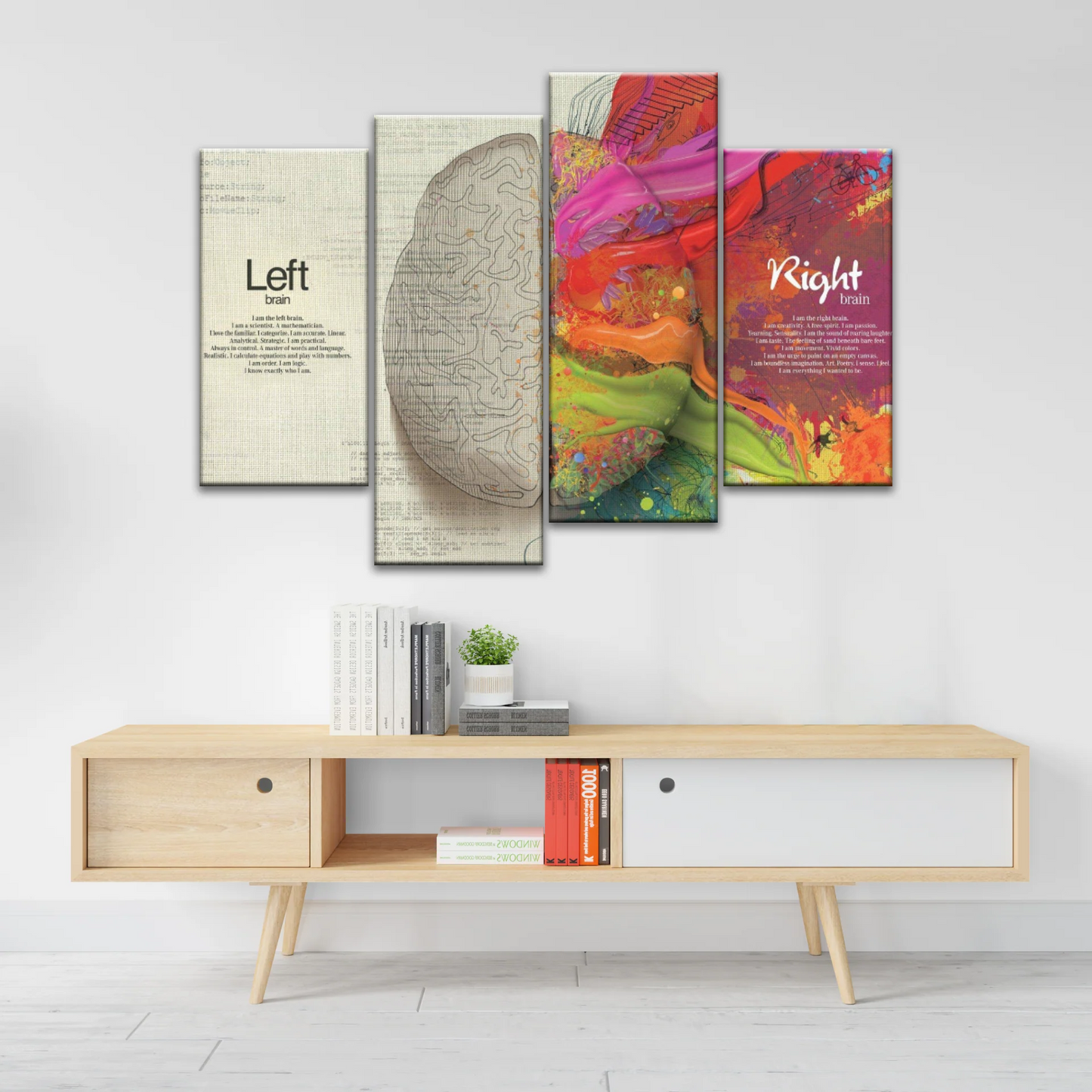Multicolored Brain Illustration Abstract Human Brain Painting Wall Canvas Prints