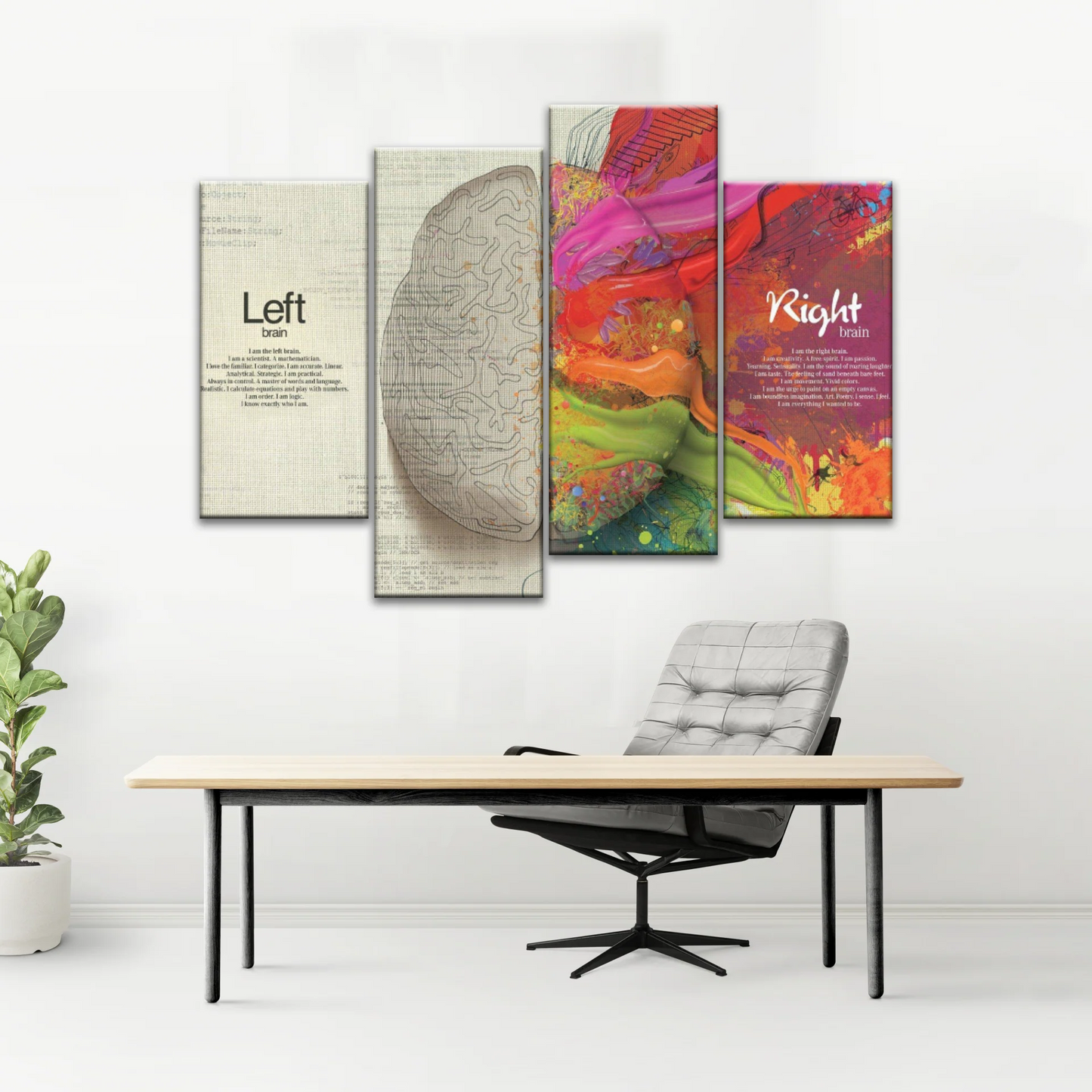 Multicolored Brain Illustration Abstract Human Brain Painting Wall Canvas Prints