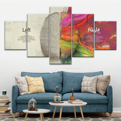 Multicolored Brain Illustration Abstract Human Brain Painting Wall Canvas Prints