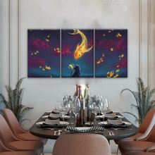 Load image into Gallery viewer, Cartoon Cat and Goldfish Canvas Print From Photo