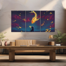 Load image into Gallery viewer, Cartoon Cat and Goldfish Canvas Print From Photo