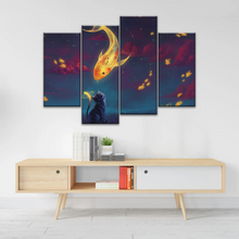 Load image into Gallery viewer, Cartoon Cat and Goldfish Canvas Print From Photo