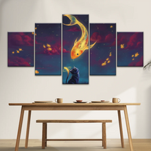 Load image into Gallery viewer, Cartoon Cat and Goldfish Canvas Print From Photo