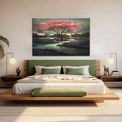 Cherry Blossom Tree Artistic Painting Wall Art Canvas