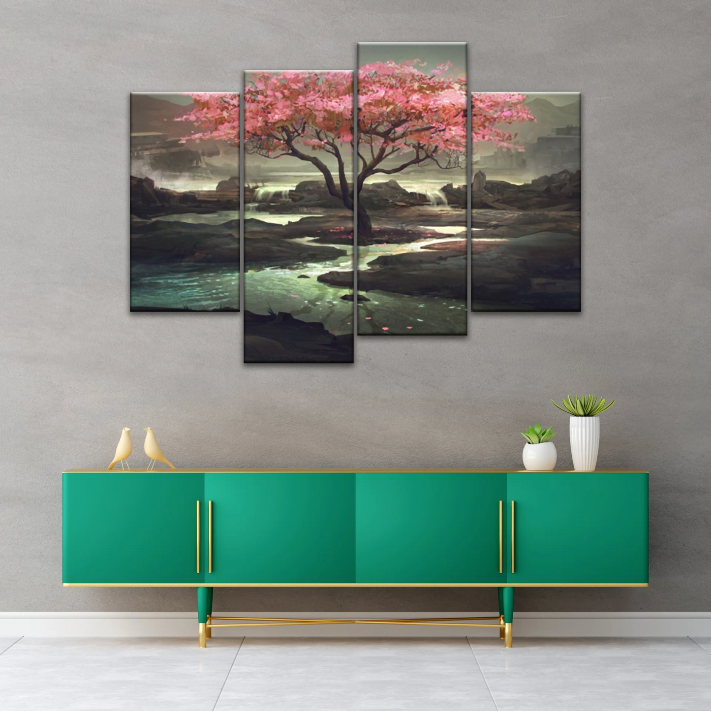 Cherry Blossom Tree Artistic Painting Wall Art Canvas