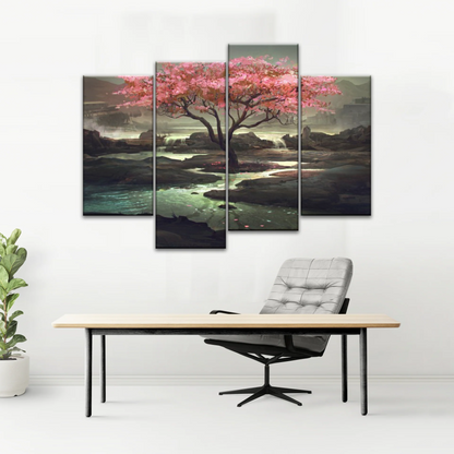 Cherry Blossom Tree Artistic Painting Wall Art Canvas