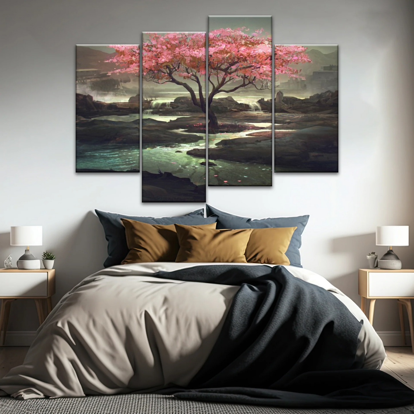 Cherry Blossom Tree Artistic Painting Wall Art Canvas
