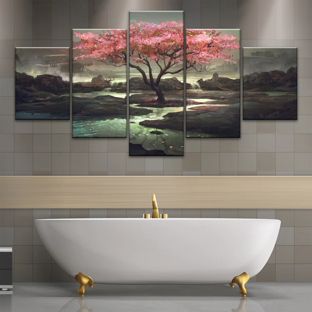 Cherry Blossom Tree Artistic Painting Wall Art Canvas