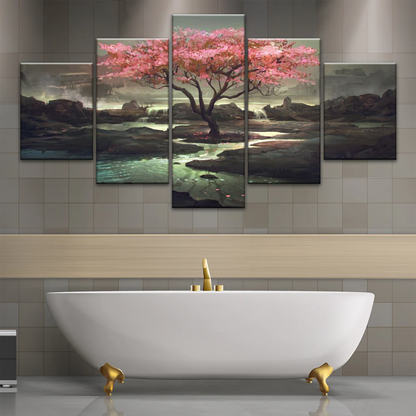 Cherry Blossom Tree Artistic Painting Wall Art Canvas