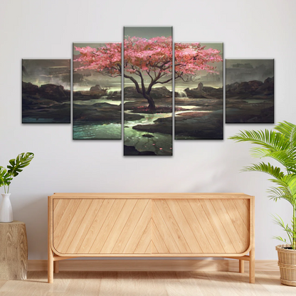 Cherry Blossom Tree Artistic Painting Wall Art Canvas