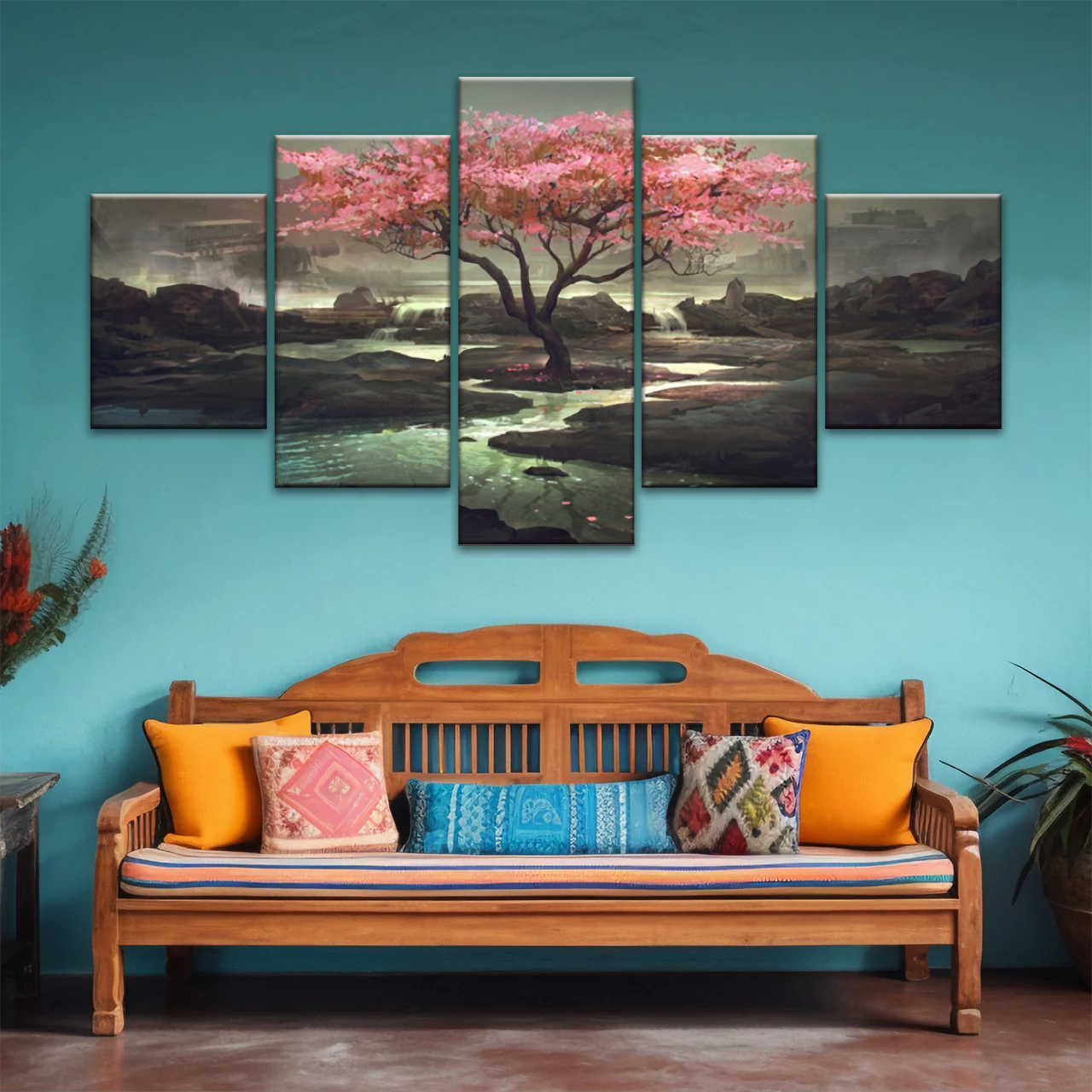 Cherry Blossom Tree Artistic Painting Wall Art Canvas