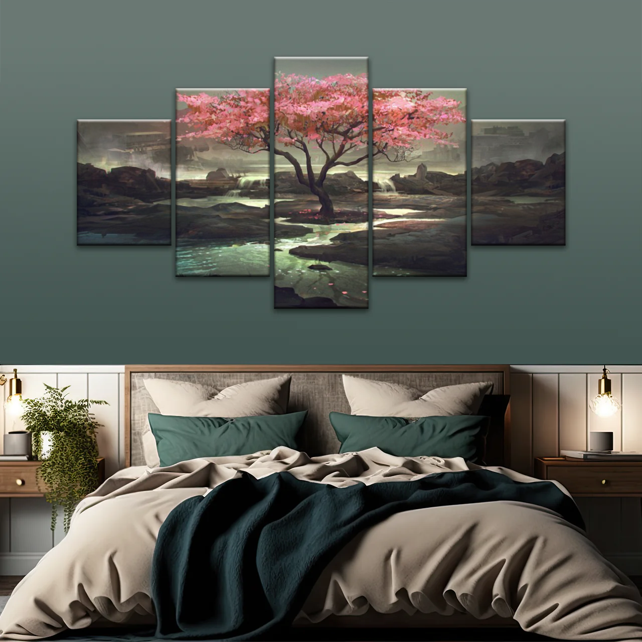 Cherry Blossom Tree Artistic Painting Wall Art Canvas