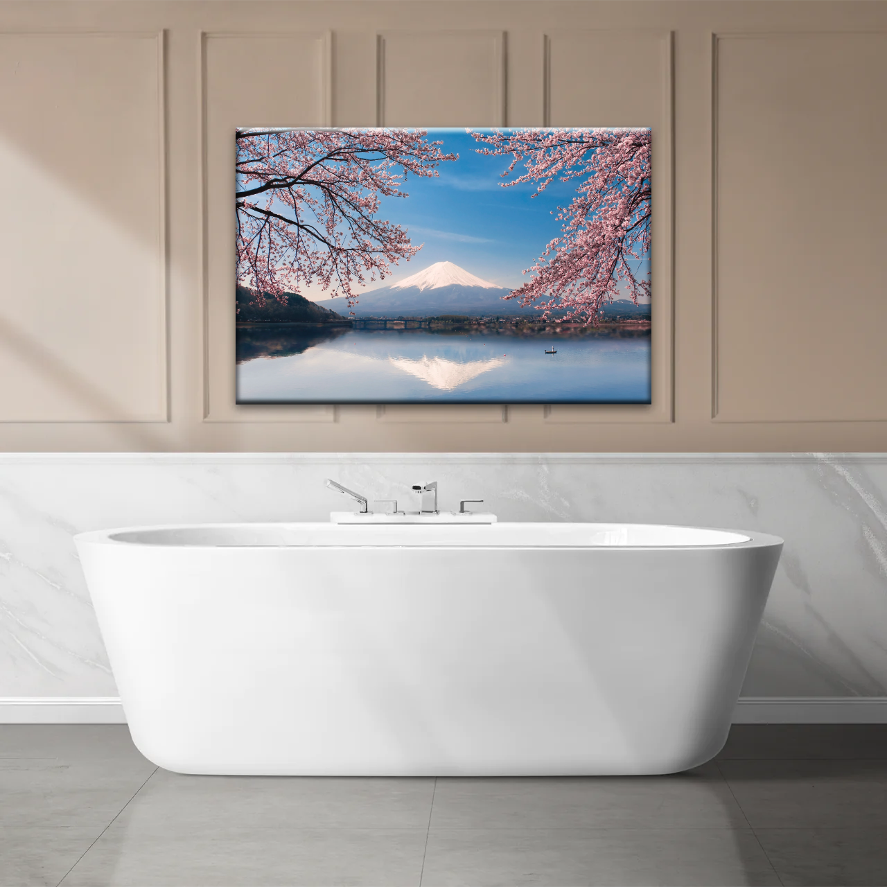 Cherry Blossoms Blooming in Spring on Mount Fuji, Japan Canvas Prints