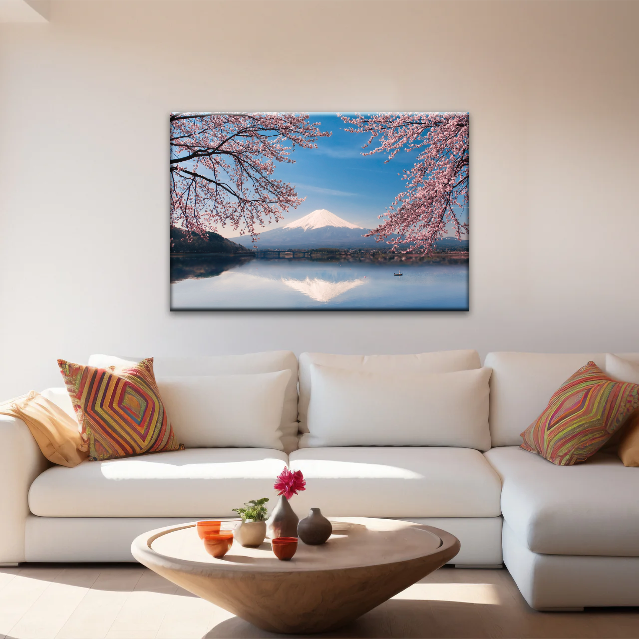 Cherry Blossoms Blooming in Spring on Mount Fuji, Japan Canvas Prints