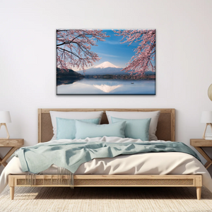 Cherry Blossoms Blooming in Spring on Mount Fuji, Japan Canvas Prints