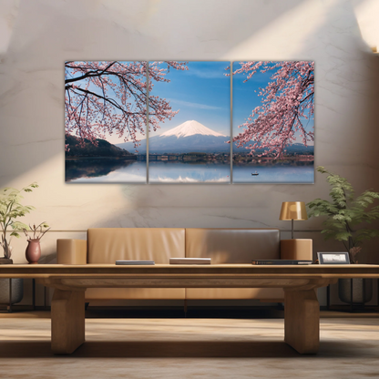 Cherry Blossoms Blooming in Spring on Mount Fuji, Japan Canvas Prints