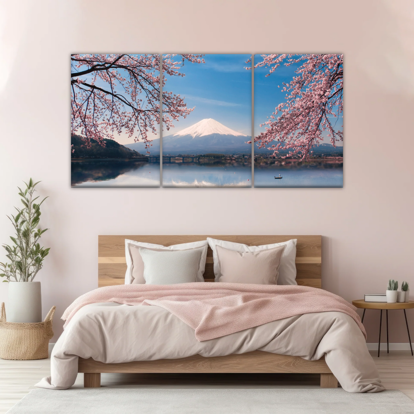 Cherry Blossoms Blooming in Spring on Mount Fuji, Japan Canvas Prints