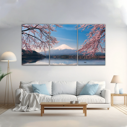Cherry Blossoms Blooming in Spring on Mount Fuji, Japan Canvas Prints