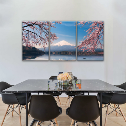 Cherry Blossoms Blooming in Spring on Mount Fuji, Japan Canvas Prints