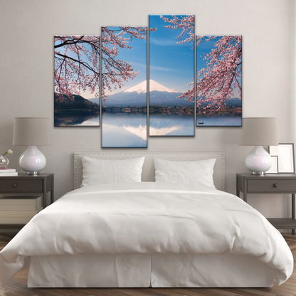 Cherry Blossoms Blooming in Spring on Mount Fuji, Japan Canvas Prints
