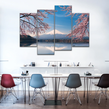 Cherry Blossoms Blooming in Spring on Mount Fuji, Japan Canvas Prints