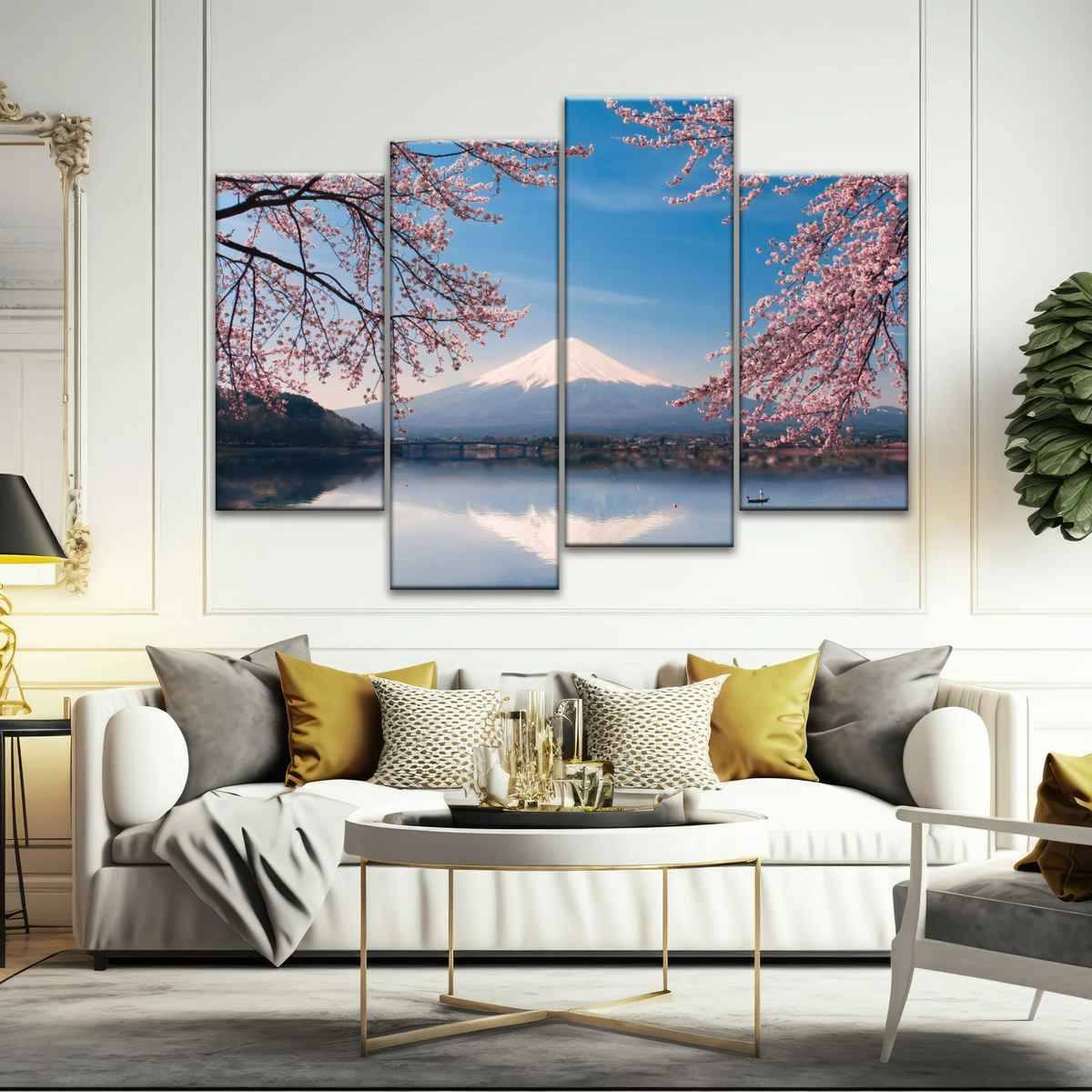 Cherry Blossoms Blooming in Spring on Mount Fuji, Japan Canvas Prints - Personalised Canvas Art