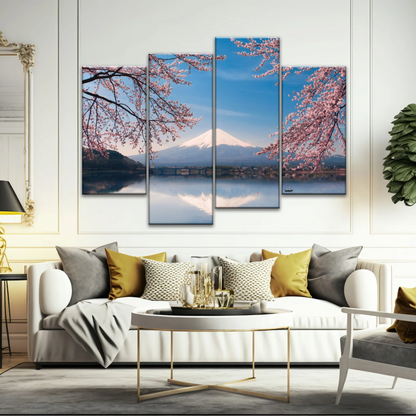 Cherry Blossoms Blooming in Spring on Mount Fuji, Japan Canvas Prints