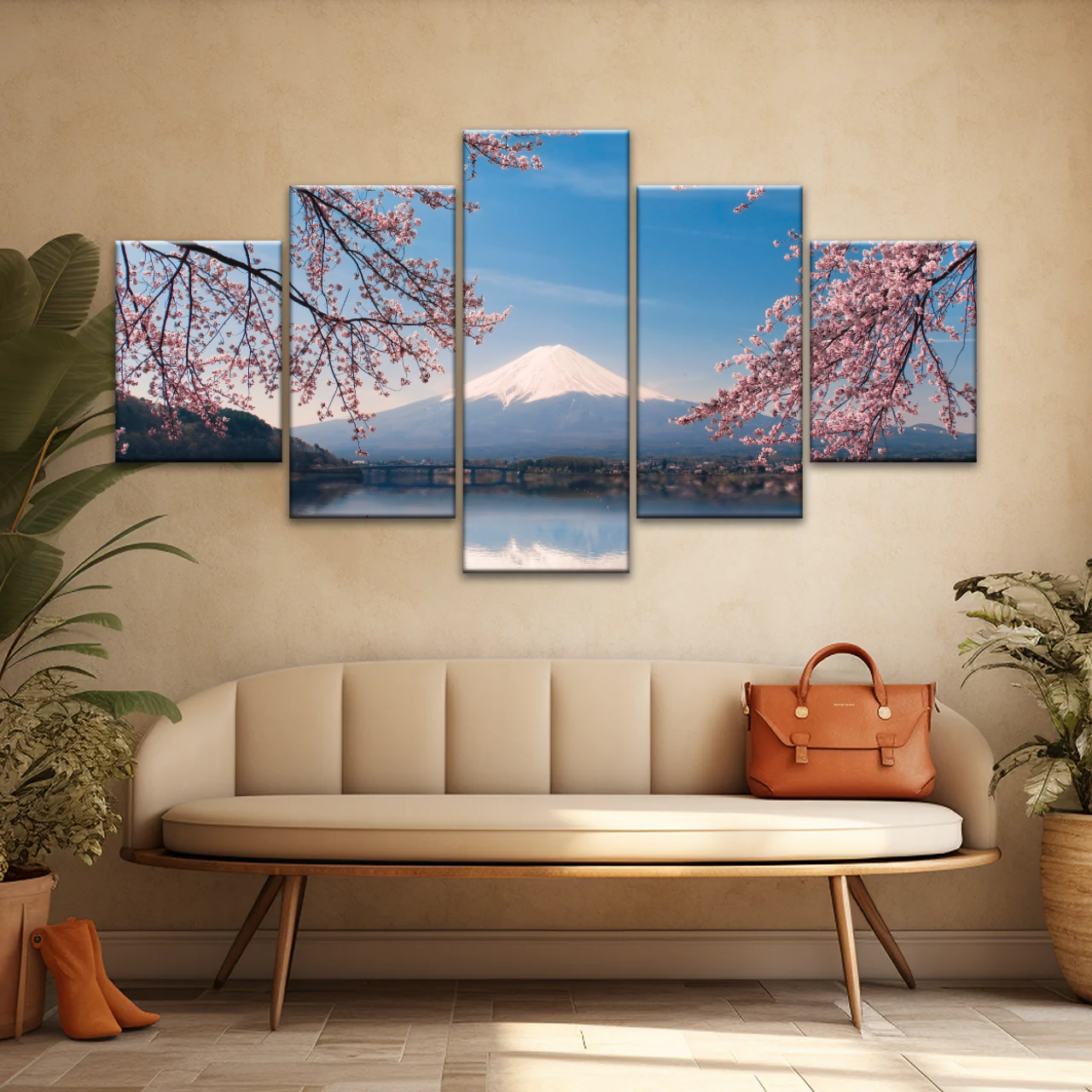 Cherry Blossoms Blooming in Spring on Mount Fuji, Japan Canvas Prints