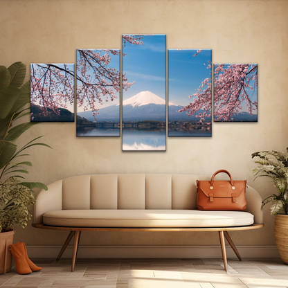Cherry Blossoms Blooming in Spring on Mount Fuji, Japan Canvas Prints