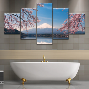Cherry Blossoms Blooming in Spring on Mount Fuji, Japan Canvas Prints