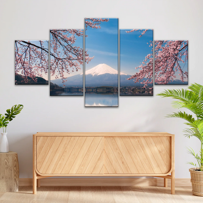 Cherry Blossoms Blooming in Spring on Mount Fuji, Japan Canvas Prints