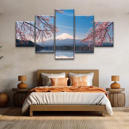 Cherry Blossoms Blooming in Spring on Mount Fuji, Japan Canvas Prints
