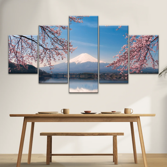 Cherry Blossoms Blooming in Spring on Mount Fuji, Japan Canvas Prints