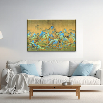 Chinese Brush Painting, Thousand Miles of Mountains and Rivers Canvas Prints
