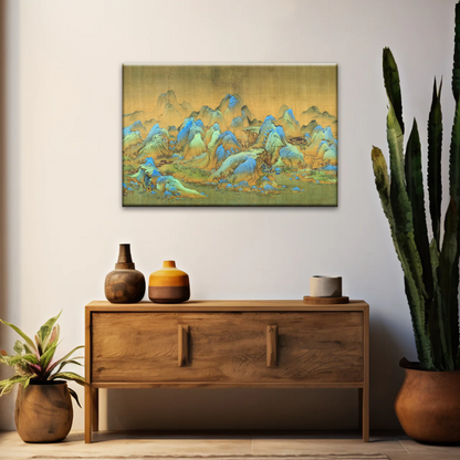 Chinese Brush Painting, Thousand Miles of Mountains and Rivers Canvas Prints