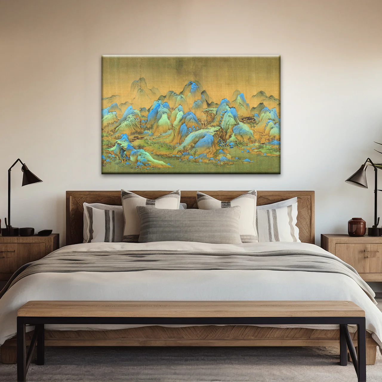 Chinese Brush Painting, Thousand Miles of Mountains and Rivers Canvas Prints