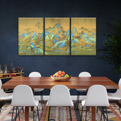 Chinese Brush Painting, Thousand Miles of Mountains and Rivers Canvas Prints