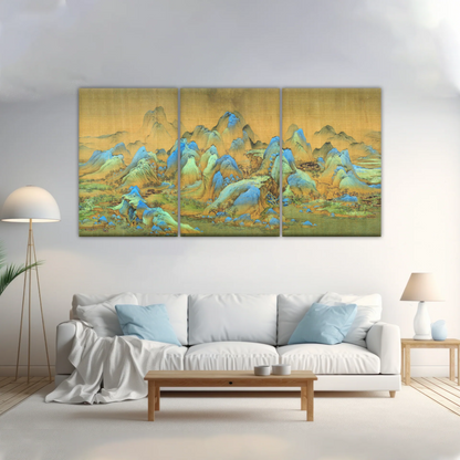 Chinese Brush Painting, Thousand Miles of Mountains and Rivers Canvas Prints