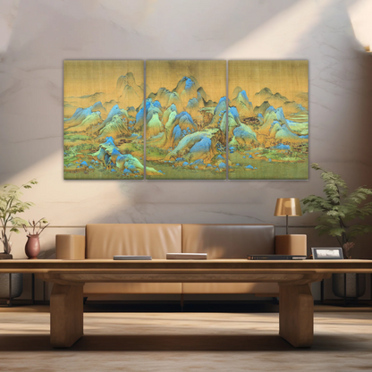 Chinese Brush Painting, Thousand Miles of Mountains and Rivers Canvas Prints