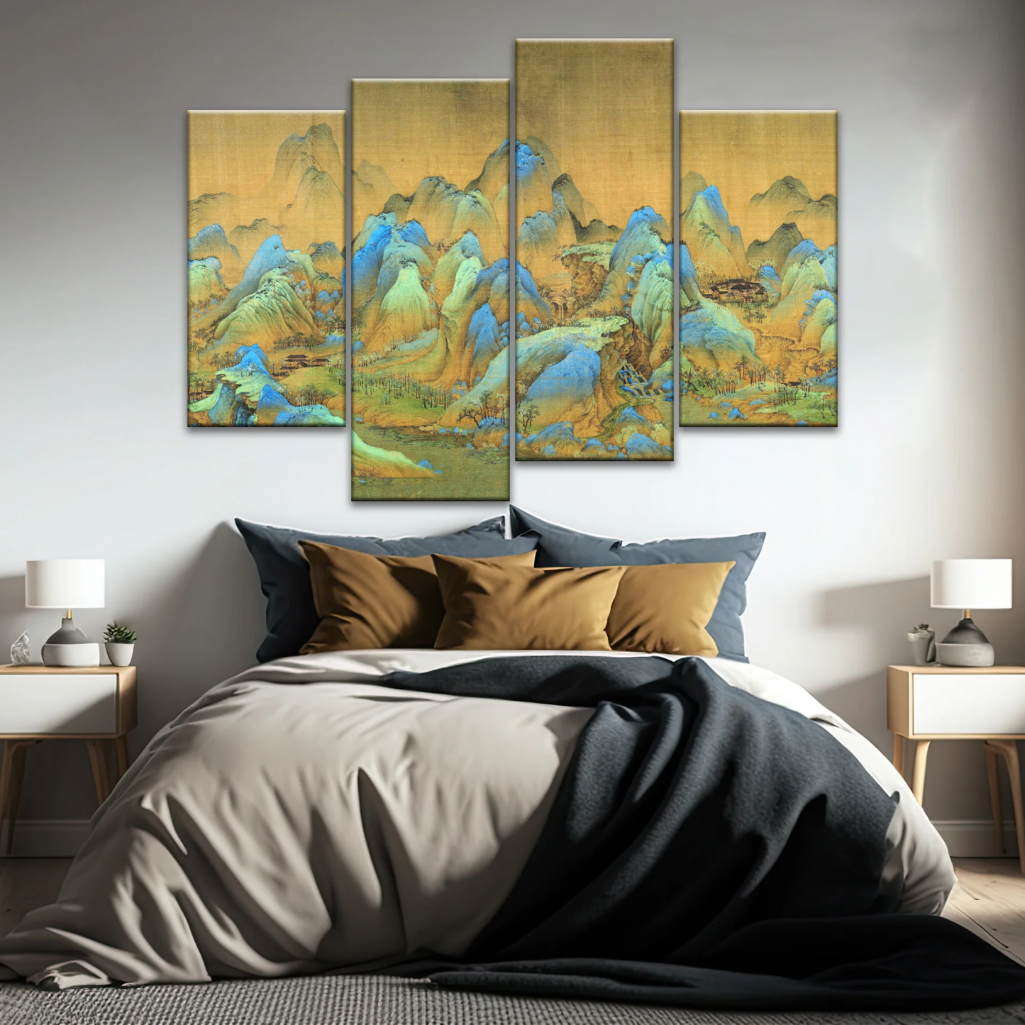 Chinese Brush Painting, Thousand Miles of Mountains and Rivers Canvas Prints