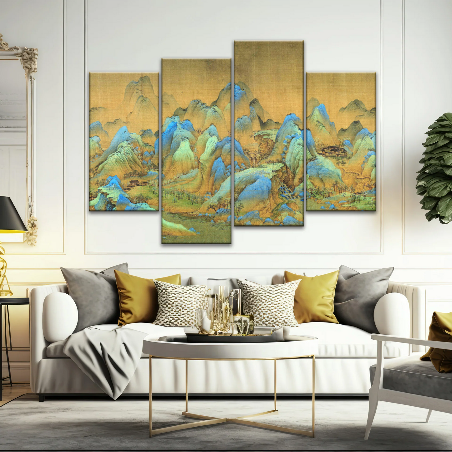 Chinese Brush Painting, Thousand Miles of Mountains and Rivers Canvas Prints