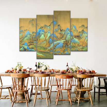 Chinese Brush Painting, Thousand Miles of Mountains and Rivers Canvas Prints