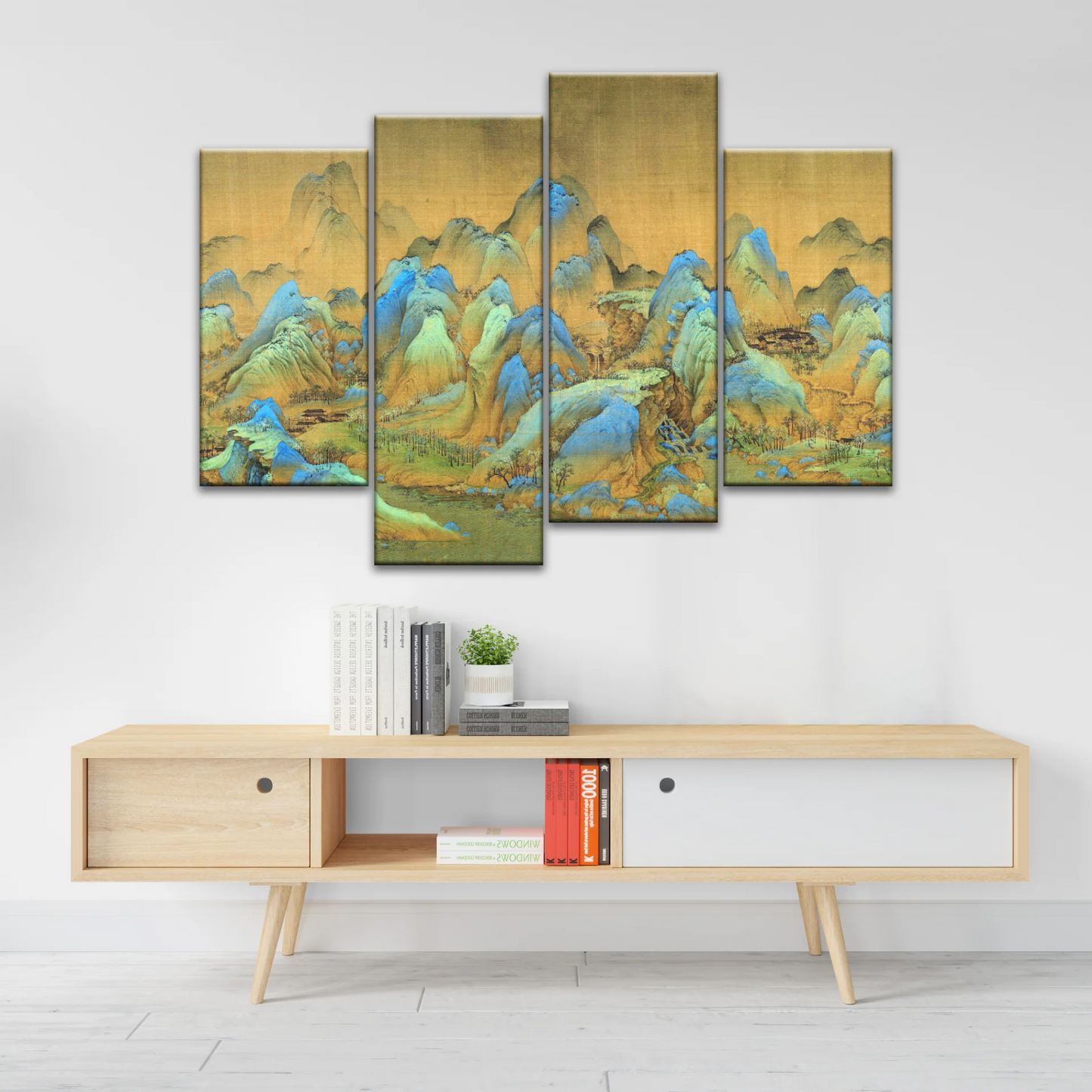 Chinese Brush Painting, Thousand Miles of Mountains and Rivers Canvas Prints